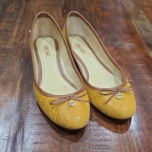 Bosi Italina Mustard Yellow Flats with Bow Accent